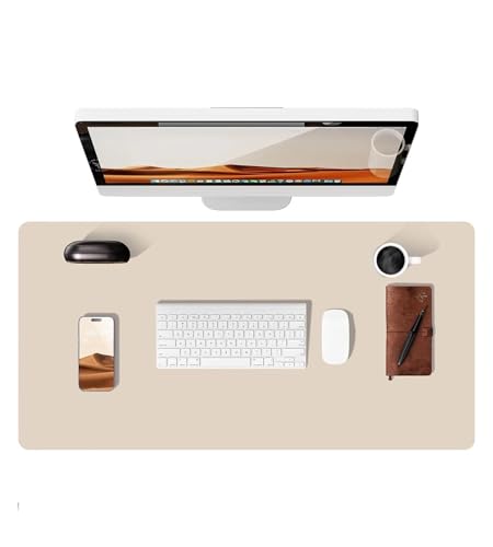 Schreibtischunterlage aus Leder | Computermatte for Schreibtisch| Großes Mauspad und Tastaturmatte | Schreibtischschutz for das Büro(Eggshell,90x43 cm) von Pengchang