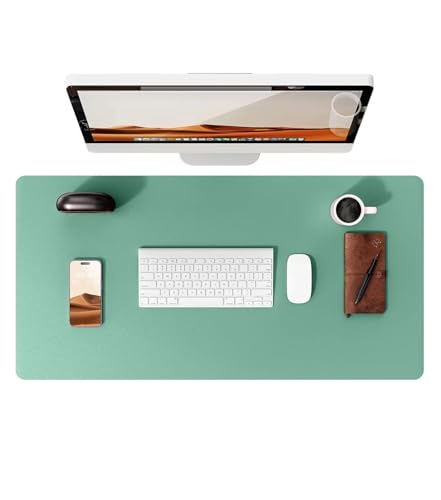 Schreibtischunterlage aus Leder | Computermatte for Schreibtisch| Großes Mauspad und Tastaturmatte | Schreibtischschutz for das Büro(Green Blue,80x40 cm) von Pengchang