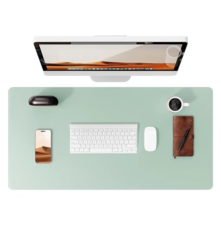 Schreibtischunterlage aus Leder | Computermatte for Schreibtisch| Großes Mauspad und Tastaturmatte | Schreibtischschutz for das Büro(Pale Green,80x40 cm) von Pengchang