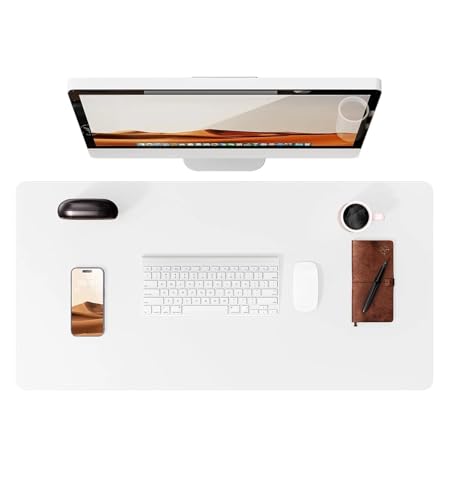 Pengchang Schreibtischunterlage aus Leder | Computermatte for Schreibtisch| Großes Mauspad und Tastaturmatte | Schreibtischschutz for das Büro(White,90x43 cm) von Pengchang