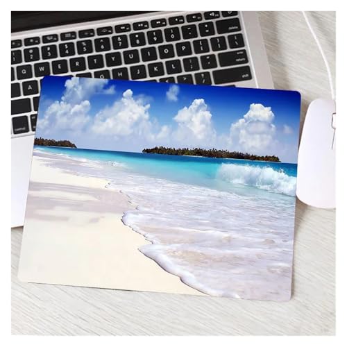 Strand Wellen Palm Landschaft Neue Computer Maus Pad Schöne Gamer Natürliche Gummi Anti-rutsch Kunst Teppich Büro Dekoration Mousepad(8,26x21 cm) von Pengchang