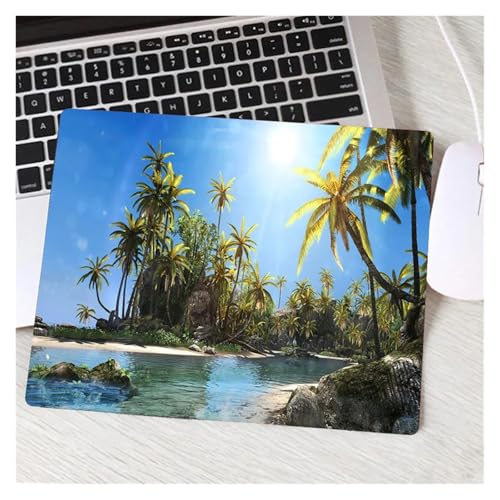 Strand Wellen Palm Landschaft Neue Computer Maus Pad Schöne Gamer Natürliche Gummi Anti-rutsch Kunst Teppich Büro Dekoration Mousepad(9,26x21 cm) von Pengchang