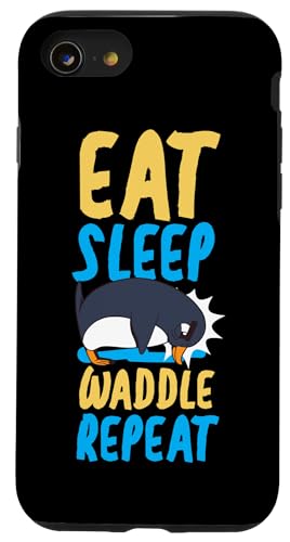Pinguin: Eat Sleep Waddle Repeat Hülle für iPhone SE (2020) / 7 / 8 von Penguin Animal Winter Designs For Kids