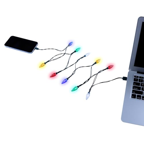 Penmerr Weihnachtslicht-Handy-Ladekabel, USB und Glühbirne, 127 cm, 10 LEDs, mehrfarbig, kompatibel mitPhone 5,5s,6,6plus,6s,6s Plus,7,7plus,8,8plus,X,XR,XS,XS Max,11Pro Max etc （2pcs） von Penmerr