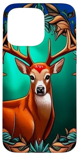 Ein Weißschwanzhirsch umgeben von einem Kranz von Berglorbeer Hülle für iPhone 15 Pro Max von Pennsylvania Territory Symbols Gifts & Tees taiche