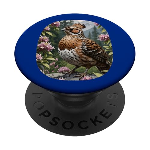 Gekräuseltes Auerhuhn umgeben von Berglorbeerblumen PopSockets Klebender PopGrip von Pennsylvania Territory Symbols Gifts & Tees taiche