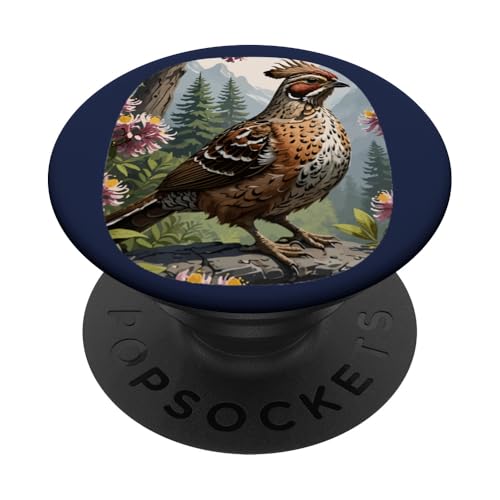Gerafftes Auerhuhn mit Berglorbeer-Landschaft PopSockets Klebender PopGrip von Pennsylvania Territory Symbols Gifts & Tees taiche