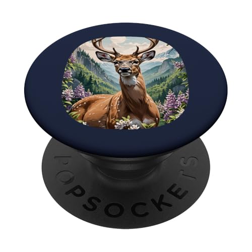 Weißschwanz Hirsch und Berglorbeerblumen PopSockets Klebender PopGrip von Pennsylvania Territory Symbols Gifts & Tees taiche