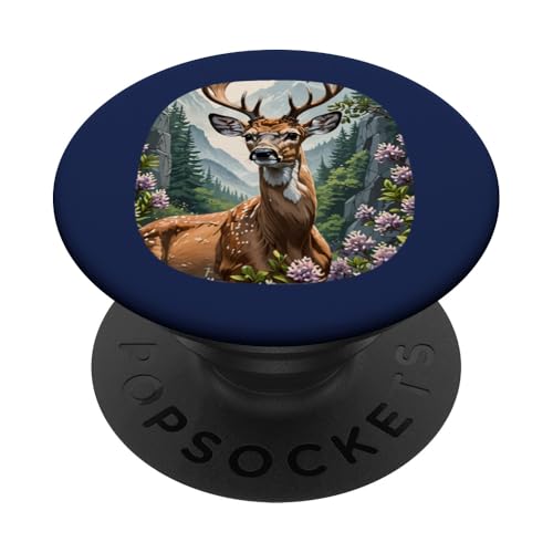 Weißschwanz Hirsch unter Berglorbeerblumen PopSockets Klebender PopGrip von Pennsylvania Territory Symbols Gifts & Tees taiche