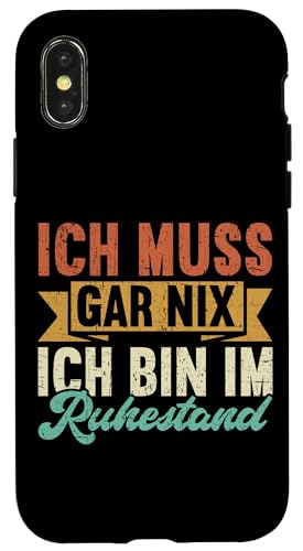 Ich Muss Gar Nix Ich Bin Im Ruhestand Retro Rentner Opa Hülle für iPhone X/XS von Pensionär Opa Ruhestand Großvater Rentner Witze