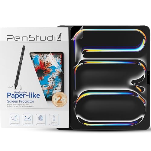 Penstudio Paper-Feel Displayschutzfolie für iPad Pro M4 13 Zoll, blendfreie matte PET-Folie zum Zeichnen und Notizen, papierähnliche Textur, Anti-Fingerabdruck, schnelle Reaktion, iPad Pro M4 13 Zoll von Penstudio
