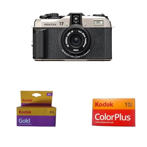 PENTAX 17 + Kodak 6033971 Gold 200 Film (lila/gelb) – 3 Rollen – 24 Belichtungen pro Rolle + Kodak - 6031470 - Color Plus 200 135/36 Film von Pentax