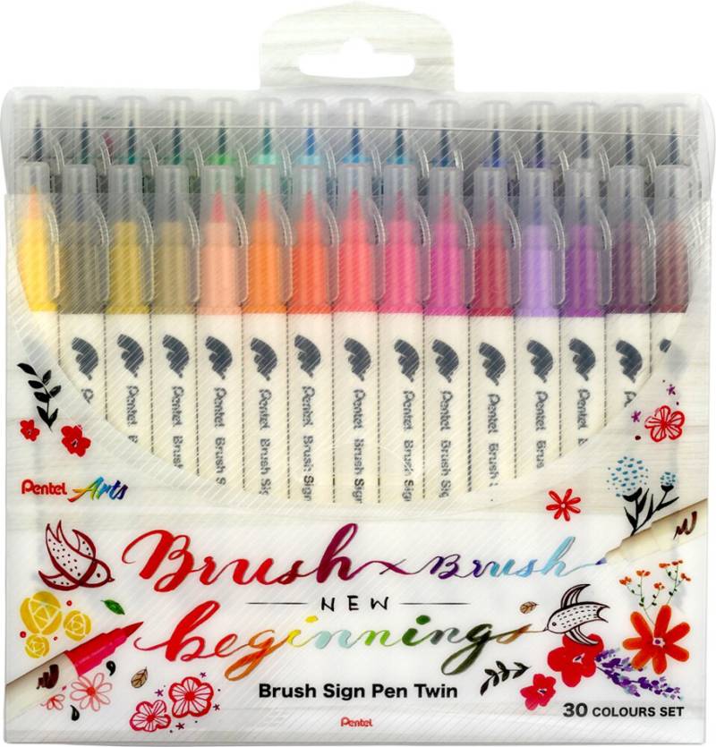 PentelArts BrushSignPen Pinselstift Twin, 30er Set von Pentel