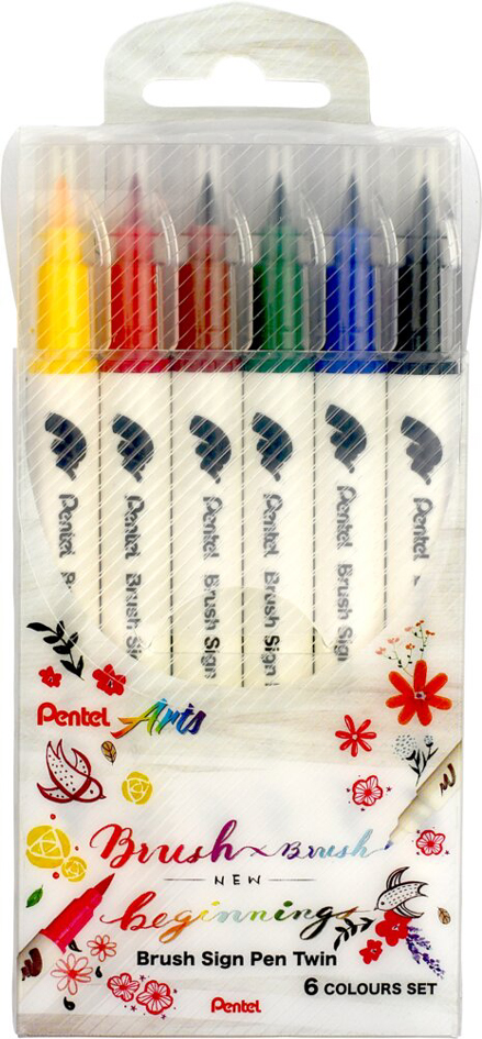 PentelArts BrushSignPen Pinselstift Twin, 6er Set von Pentel Arts