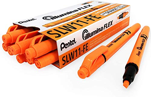 Illumina Flex Textmarker mit zwei Spitzen, orangefarbene Tinte, 10 Stück von Pentel