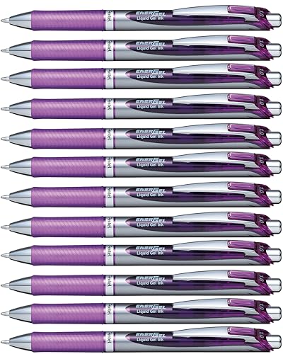 Pentel Liquidgeltintenroller 0,5mm violett Metallspitze, nachfüllbar, 12er-Pack von Pentel