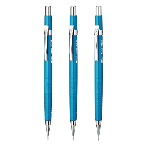 Pentel 0.7mm (p207) blau P200 AUTOMATIC MECHANISCH Entwurf Stift nachfüllbar Kabel Radierer p207-c (3er Pack) von Pentel