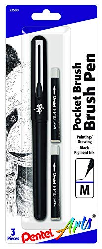 Pentel Arts Taschenpinsel-Stift, inklusive 2 schwarzen Ersatzminen (GFKP3BPA) von Pentel