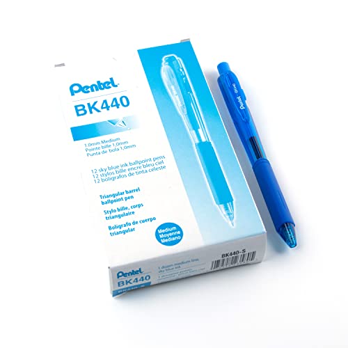 Pentel BK440-S Kugelschreiber mit Druckmechanik und ergonomischer Dreiecksgriffzone, hellblau von Pentel