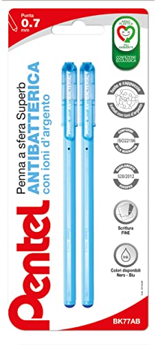 Pentel BK77AB Superb Antibacterial+ Kugelschreiber 0,7 mm blau, 2 Stück von Pentel