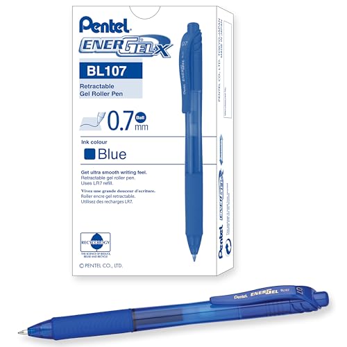 Pentel BL107-C Gel-Tintenroller EnerGel mit Druckmechanik, Strichstärke 0,7 mm, 12 Stück von Pentel