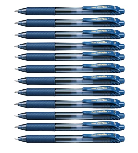 Pentel BL107-CAX EnerGel X Liquid Gel-Tintenroller, 0,35mm Strichstärke, marineblau, 12er Pack mit Druckmechanik von Pentel