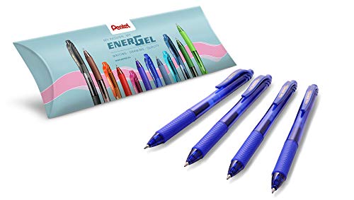 Pentel BL107-CX EnerGel Liquid Gel-Tintenroller - Set bestehend aus 4 Stück Gel-Roller, blau, 0.7 ball = 0.35 mm Strichstärke von Pentel