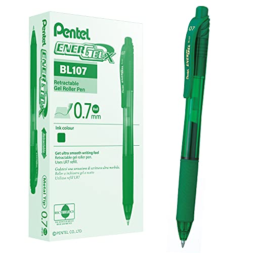 Pentel BL107 Energel X 0,7 mm Schnappstift grün 12 Stück von Pentel