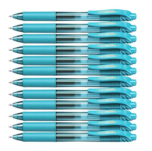 Pentel BL107-S3X Energel x Liquid Gel-Tintenroller, 0, 35mm Strichstärke, Türkis, 12er Pack mit Druckmechanik von Pentel