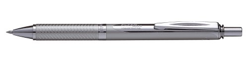 Pentel BL407-A Gel-Tintenroller EnerGel Sterling Druckmechanik in silbernem Metallgehäuse 0,7 mm, schwarz von Pentel