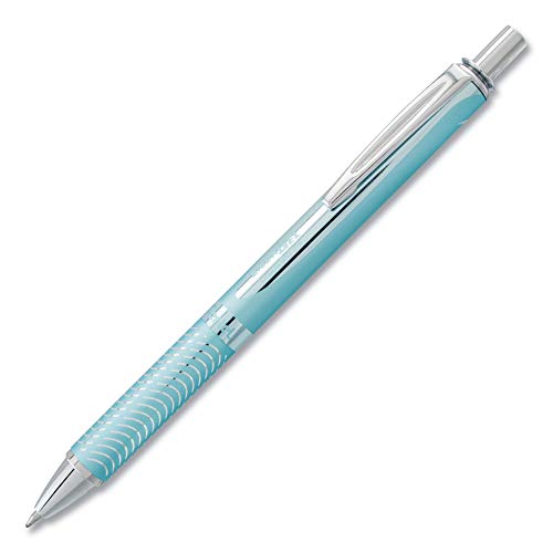 Pentel BL407LS-A EnerGel Liquid-Gel-Roller Sterling mit matt-blaue Oberfläche, Strichstärke 0.35 mm, Kugeldurchmesser 0.7 mm, schwarz, 1 Stück (1er Pack) von Pentel