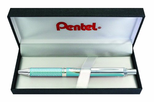 Pentel BL407LS-BOX EnerGel Liquid-Gel-Roller Sterling mit matt-eisblaues Gehäuse, Strichstärke 0.35 mm, Kugeldurchmesser 0.7 mm, schwarz, 1 stück (1er Pack) von Pentel