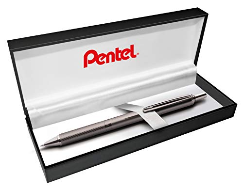 Pentel BL407MA-BOX EnerGel Sterling Liquid Gel-Tintenroller in Geschenkbox, Gehäuse Anthrazit, Strichstärke 0.35 mm, Kugeldurchmesser 0.7 mm, Schreibfarbe Schwarz, 1 Stück (1er Pack) von Pentel