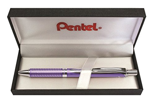 Pentel BL407V-BOX EnerGel Liquid Gel-Tintenroller, violettfarbenes Metallgehäuse, in hochwertiger Geschenkbox, Kugeldurchmesser 0,7 mm = 0,35 mm Strichstärke, Schreibfarbe schwarz von Pentel