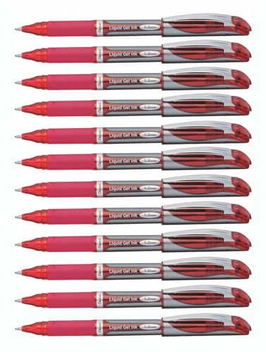 Pentel BL60-B Gel-Tintenroller EnerGel mit Kappe 0,5 mm, 12 Stück, rot von Pentel