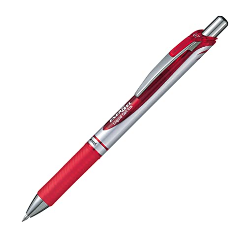 Pentel BL77-BO EnerGel Gel-Tintenroller mit Druckmechanik, 0,7 mm Kugeldurchmesser = 0,35 mm Strichstärke, nachfüllbar, 1 Stück, rot von Pentel