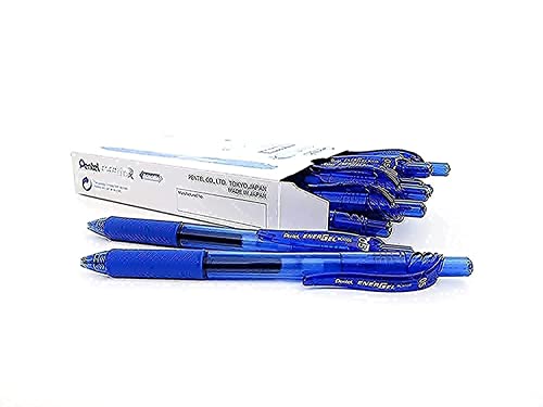 Pentel BLN105-C Gel-Tintenroller EnerGel mit Druckmechanik 0,25 mm Strichstärke und 0.5 mm Kugeldurchmesser, 12 Stück, blau von Pentel