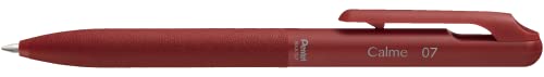 Pentel BXA107B-B Calme Kugelschreiber, deutlich gedämpftes Klick-Geräusch, Griffzone in Lederoptik, nachfüllbar, Kugel 0.7mm = Strichstärke 0.35mm, Schreibfarbe rot, 1 Stück von Pentel