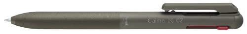Pentel BXAC37D Calme 3-Farb-Kugelschreiber, deutlich gedämpftes Klick-Geräusch, Griffzone in Lederoptik, nachfüllbar, Kugel 0.7mm = Strichstärke 0.35mm, schwarz/rot/blau, 1VE=10 Stück von Pentel