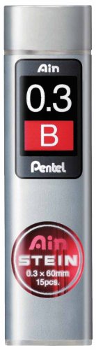 Pentel C273-BO Ain Stein Feinmine, Strichstärke 0.3 mm, Härtegrad B, 15 Minen je Dose von Pentel