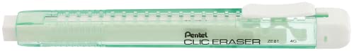 Pentel Clic Eraser ZE81 Radierer, rechteckig, nachfüllbar, Korpus hellgrün, transparent, 12 Stück von Pentel