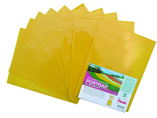 Pentel DCD64G Recycology Dokumenten-Umschlag Portrait aus 50% recyceltem PP, A4, Hochformat, 10 Stück, gelb von Pentel