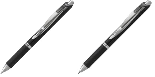 Pentel EnerGel Document BLP77-AX Gel-Tintenroller, schwarz, 0,7 mm Strichstärke, Druckmechanik, nachfüllbar, wasserfeste, lichtechte Tinte - dokumentenecht nach ISO 27668-2, 1 Stück (2er Pack) von Pentel