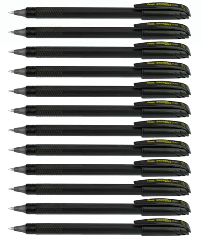 Pentel EnerGel FLASH! Flüssiggel-Stift, 0,7 mm, mittlere Linie, Metallspitze, schwarze Tinte, 12 Stück (BL417-A) von Pentel