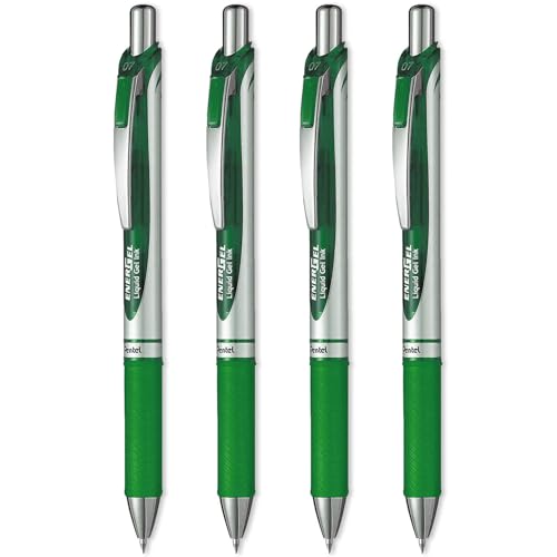 Pentel EnerGel XM BL77 Gelschreiber, einziehbar, 0,7 mm, 54 % recycelt, grüne Tinte, 4 Stück von Pentel