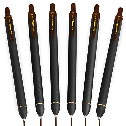 Pentel Energel BL437R1 Gel-Tintenroller, einziehbar, 0,7 mm Spitze, Braun, 6 Stück von Pentel