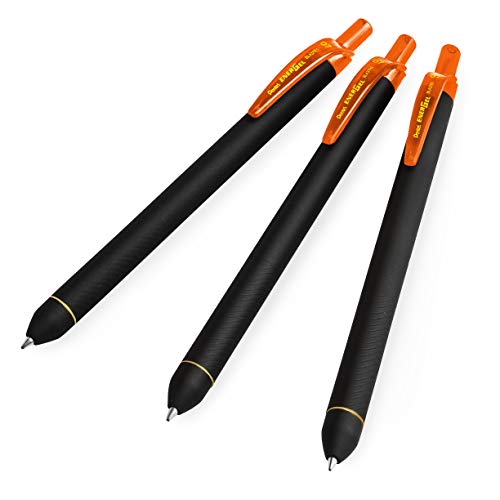 Pentel Energel BL437R1 Gel-Tintenroller, einziehbar, 0,7 mm Spitze, Orange, 3 Stück von Pentel