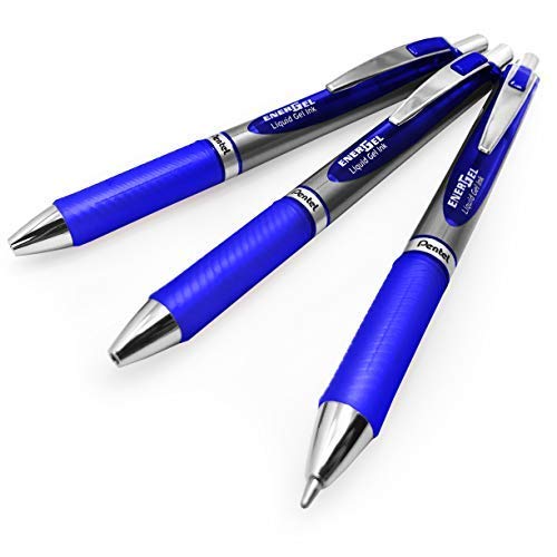 Pentel Energel BL80 Tintenroller, einziehbar, flüssige Geltinte, 1,0 mm, Blau, 3 Stück von Pentel