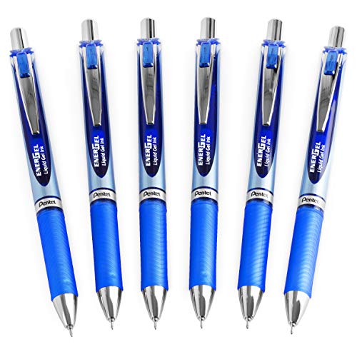 Pentel Energel BLN75 Gel-Tintenroller, einziehbar, 0,5 mm, Blau, 6 Stück von Pentel