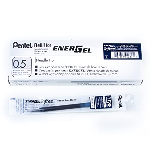 Pentel Energel Pure LRN5TL-Cax Nachfüllmine, durchgefärbtes Gehäuse, Marineblau, 0, 25 mm Strichstärke, Nadelspitze, 1 VE = 12 Stück von Pentel